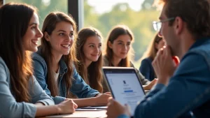 The image shows a college campus with students, relevant to Stephen F Austin State University Admissions Guide.